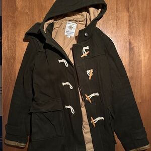 Taylor Stitch Dark Green Hooded Duffle Coat